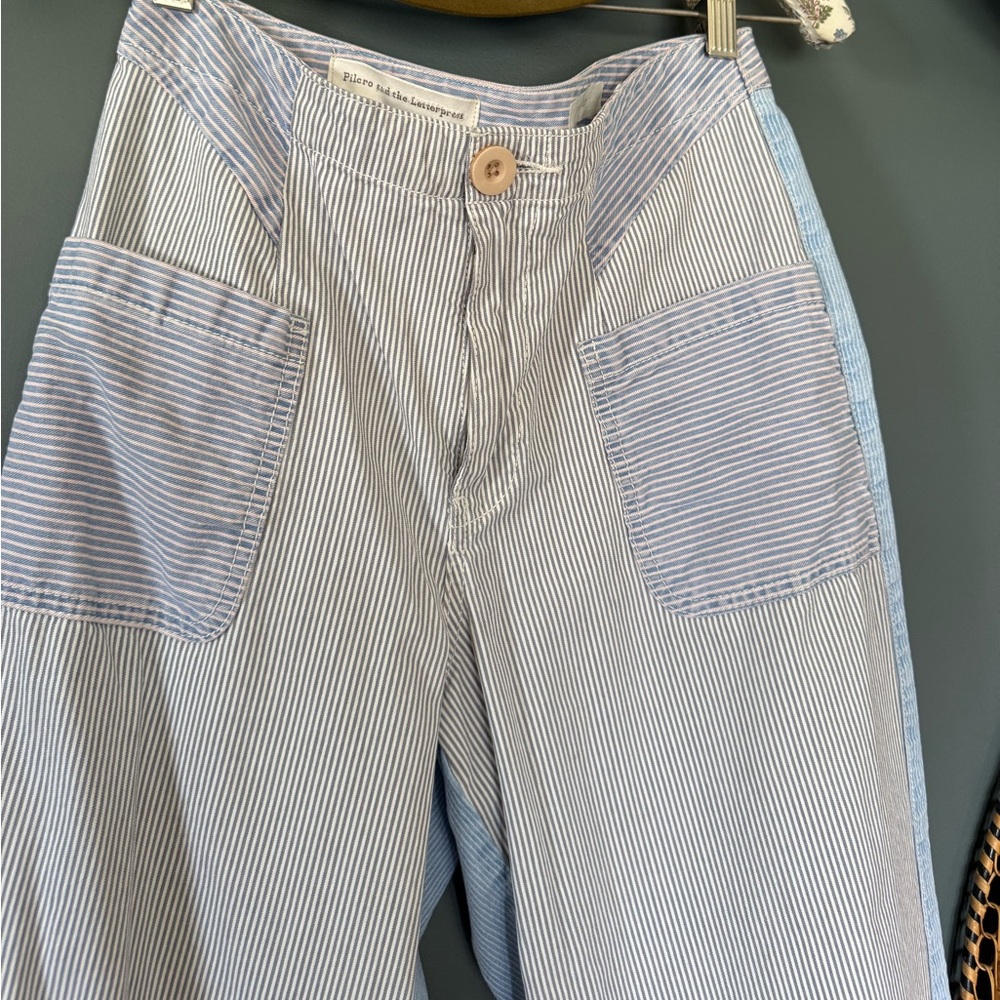Anthropologie pilcro wideleg railroad Striped pants sz 27 / 4 / small - Picture 3 of 7